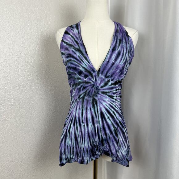 Dharma Top Womens Medium Tie Dye Halter Boho Hippie Festival Y2K Psychedelic - Picture 1 of 10
